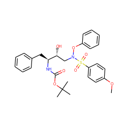 COc1ccc(S(=O)(=O)N(C[C@@H](O)[C@H](Cc2ccccc2)NC(=O)OC(C)(C)C)Oc2ccccc2)cc1 ZINC000014946336