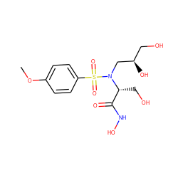COc1ccc(S(=O)(=O)N(C[C@H](O)CO)[C@H](CO)C(=O)NO)cc1 ZINC000066252708