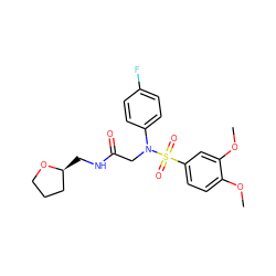 COc1ccc(S(=O)(=O)N(CC(=O)NC[C@H]2CCCO2)c2ccc(F)cc2)cc1OC ZINC000000665842