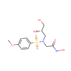 COc1ccc(S(=O)(=O)N(CC(=O)NO)C[C@H](O)CO)cc1 ZINC000043104410