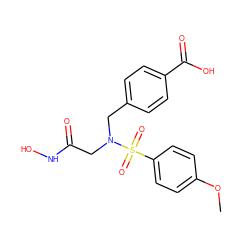 COc1ccc(S(=O)(=O)N(CC(=O)NO)Cc2ccc(C(=O)O)cc2)cc1 ZINC001772600158