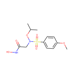 COc1ccc(S(=O)(=O)N(CC(=O)NO)OC(C)C)cc1 ZINC000028647443