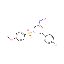 COc1ccc(S(=O)(=O)N(CC(=O)NO)OCc2ccc(Cl)cc2)cc1 ZINC000028647440