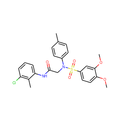 COc1ccc(S(=O)(=O)N(CC(=O)Nc2cccc(Cl)c2C)c2ccc(C)cc2)cc1OC ZINC000000839927