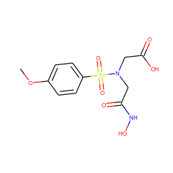 COc1ccc(S(=O)(=O)N(CC(=O)O)CC(=O)NO)cc1 ZINC000040407300