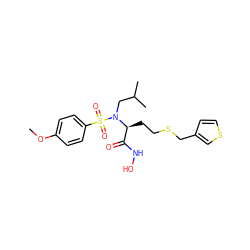 COc1ccc(S(=O)(=O)N(CC(C)C)[C@@H](CCSCc2ccsc2)C(=O)NO)cc1 ZINC000013863998