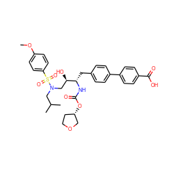 COc1ccc(S(=O)(=O)N(CC(C)C)C[C@@H](O)[C@H](Cc2ccc(-c3ccc(C(=O)O)cc3)cc2)NC(=O)O[C@H]2CCOC2)cc1 ZINC000082181729