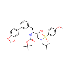 COc1ccc(S(=O)(=O)N(CC(C)C)C[C@@H](O)[C@H](Cc2cccc(-c3ccc4c(c3)OCO4)c2)NC(=O)OC(C)(C)C)cc1 ZINC000473135940