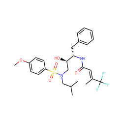 COc1ccc(S(=O)(=O)N(CC(C)C)C[C@@H](O)[C@H](Cc2ccccc2)NC(=O)/C=C(\C)C(F)(F)F)cc1 ZINC000044418813