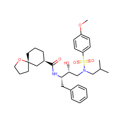 COc1ccc(S(=O)(=O)N(CC(C)C)C[C@@H](O)[C@H](Cc2ccccc2)NC(=O)[C@@H]2CCC[C@]3(CCCO3)C2)cc1 ZINC000049877824