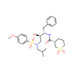 COc1ccc(S(=O)(=O)N(CC(C)C)C[C@@H](O)[C@H](Cc2ccccc2)NC(=O)[C@@H]2CCCS(=O)(=O)C2)cc1 ZINC000049872187