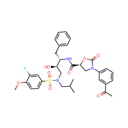 COc1ccc(S(=O)(=O)N(CC(C)C)C[C@@H](O)[C@H](Cc2ccccc2)NC(=O)[C@@H]2CN(c3cccc(C(C)=O)c3)C(=O)O2)cc1F ZINC000049794066