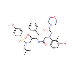 COc1ccc(S(=O)(=O)N(CC(C)C)C[C@@H](O)[C@H](Cc2ccccc2)NC(=O)CN(CC(=O)N2CCOCC2)c2cccc(O)c2C)cc1 ZINC000299863097