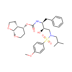 COc1ccc(S(=O)(=O)N(CC(C)C)C[C@@H](O)[C@H](Cc2ccccc2)NC(=O)O[C@@H]2CCO[C@@H]3OCC[C@@H]32)cc1 ZINC000066111811