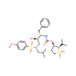 COc1ccc(S(=O)(=O)N(CC(C)C)C[C@@H](O)[C@H](Cc2ccccc2)NC(=O)O[C@@H]2CCS(=O)(=O)[C@@H]2C(C)C)cc1 ZINC000014946401