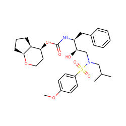 COc1ccc(S(=O)(=O)N(CC(C)C)C[C@@H](O)[C@H](Cc2ccccc2)NC(=O)O[C@H]2CCO[C@H]3CCC[C@H]32)cc1 ZINC000066111702
