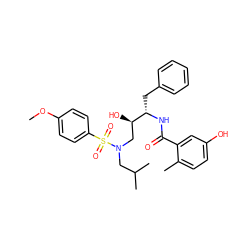 COc1ccc(S(=O)(=O)N(CC(C)C)C[C@@H](O)[C@H](Cc2ccccc2)NC(=O)c2cc(O)ccc2C)cc1 ZINC000027520598