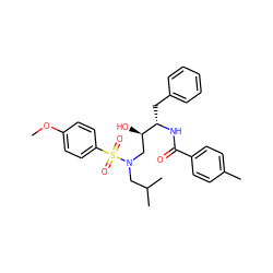 COc1ccc(S(=O)(=O)N(CC(C)C)C[C@@H](O)[C@H](Cc2ccccc2)NC(=O)c2ccc(C)cc2)cc1 ZINC000027519898