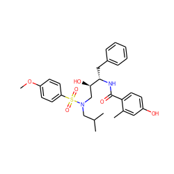 COc1ccc(S(=O)(=O)N(CC(C)C)C[C@@H](O)[C@H](Cc2ccccc2)NC(=O)c2ccc(O)cc2C)cc1 ZINC000027518287