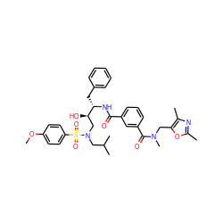 COc1ccc(S(=O)(=O)N(CC(C)C)C[C@@H](O)[C@H](Cc2ccccc2)NC(=O)c2cccc(C(=O)N(C)Cc3oc(C)nc3C)c2)cc1 ZINC000473228755