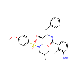 COc1ccc(S(=O)(=O)N(CC(C)C)C[C@@H](O)[C@H](Cc2ccccc2)NC(=O)c2cccc(N)c2C)cc1 ZINC000027520427