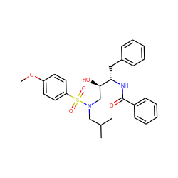 COc1ccc(S(=O)(=O)N(CC(C)C)C[C@@H](O)[C@H](Cc2ccccc2)NC(=O)c2ccccc2)cc1 ZINC000003803638