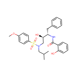 COc1ccc(S(=O)(=O)N(CC(C)C)C[C@@H](O)[C@H](Cc2ccccc2)NC(=O)c2ccccc2O)cc1 ZINC000027518593