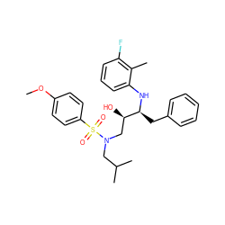 COc1ccc(S(=O)(=O)N(CC(C)C)C[C@@H](O)[C@H](Cc2ccccc2)Nc2cccc(F)c2C)cc1 ZINC000040916711