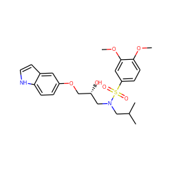 COc1ccc(S(=O)(=O)N(CC(C)C)C[C@@H](O)COc2ccc3[nH]ccc3c2)cc1OC ZINC000084596202