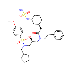 COc1ccc(S(=O)(=O)N(CC2CCCC2)C[C@@H](O)CN(CCc2ccccc2)C(=O)C[C@@H]2CCC[C@@H](NS(N)(=O)=O)C2)cc1 ZINC000027191328