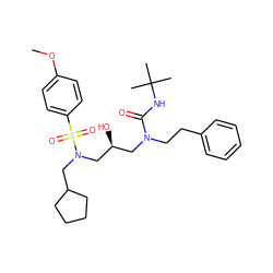 COc1ccc(S(=O)(=O)N(CC2CCCC2)C[C@@H](O)CN(CCc2ccccc2)C(=O)NC(C)(C)C)cc1 ZINC000027199510