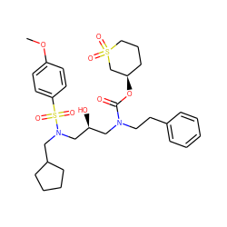 COc1ccc(S(=O)(=O)N(CC2CCCC2)C[C@@H](O)CN(CCc2ccccc2)C(=O)O[C@@H]2CCCS(=O)(=O)C2)cc1 ZINC000027185069