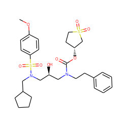 COc1ccc(S(=O)(=O)N(CC2CCCC2)C[C@@H](O)CN(CCc2ccccc2)C(=O)O[C@@H]2CCS(=O)(=O)C2)cc1 ZINC000027185518