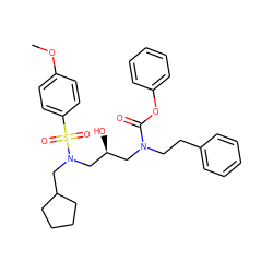 COc1ccc(S(=O)(=O)N(CC2CCCC2)C[C@@H](O)CN(CCc2ccccc2)C(=O)Oc2ccccc2)cc1 ZINC000027193821