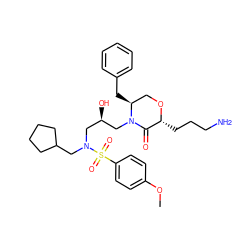 COc1ccc(S(=O)(=O)N(CC2CCCC2)C[C@@H](O)CN2C(=O)[C@@H](CCCN)OC[C@@H]2Cc2ccccc2)cc1 ZINC000014953672