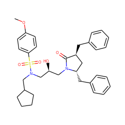 COc1ccc(S(=O)(=O)N(CC2CCCC2)C[C@@H](O)CN2C(=O)[C@@H](Cc3ccccc3)C[C@@H]2Cc2ccccc2)cc1 ZINC000014946363