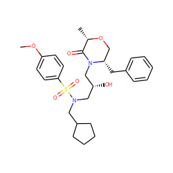 COc1ccc(S(=O)(=O)N(CC2CCCC2)C[C@@H](O)CN2C(=O)[C@H](C)OC[C@@H]2Cc2ccccc2)cc1 ZINC000014953632