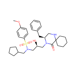 COc1ccc(S(=O)(=O)N(CC2CCCC2)C[C@@H](O)CN2C(=O)C3(CCCCC3)NC[C@@H]2Cc2ccccc2)cc1 ZINC000053267604