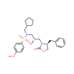 COc1ccc(S(=O)(=O)N(CC2CCCC2)C[C@@H](O)CN2C(=O)OC[C@@H]2Cc2ccccc2)cc1 ZINC000027200090