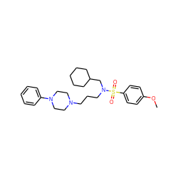COc1ccc(S(=O)(=O)N(CCCN2CCN(c3ccccc3)CC2)CC2CCCCC2)cc1 ZINC000045369706