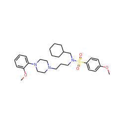 COc1ccc(S(=O)(=O)N(CCCN2CCN(c3ccccc3OC)CC2)CC2CCCCC2)cc1 ZINC000045369014