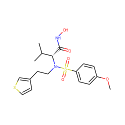 COc1ccc(S(=O)(=O)N(CCc2ccsc2)[C@@H](C(=O)NO)C(C)C)cc1 ZINC000014946058