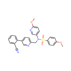 COc1ccc(S(=O)(=O)N(Cc2ccc(-c3ccccc3C#N)cn2)c2ccc(OC)nc2)cc1 ZINC000040380663