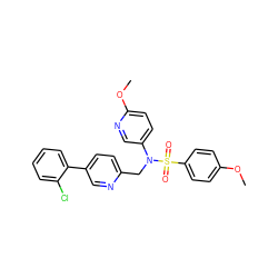 COc1ccc(S(=O)(=O)N(Cc2ccc(-c3ccccc3Cl)cn2)c2ccc(OC)nc2)cc1 ZINC000040863623