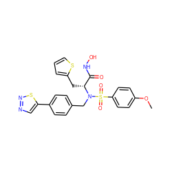 COc1ccc(S(=O)(=O)N(Cc2ccc(-c3cnns3)cc2)[C@H](Cc2cccs2)C(=O)NO)cc1 ZINC000028237780