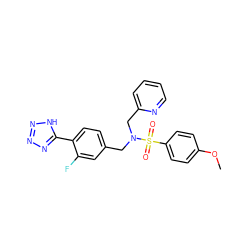 COc1ccc(S(=O)(=O)N(Cc2ccc(-c3nnn[nH]3)c(F)c2)Cc2ccccn2)cc1 ZINC000049125537