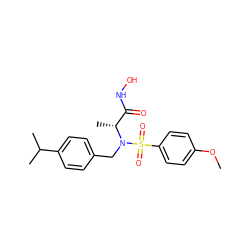 COc1ccc(S(=O)(=O)N(Cc2ccc(C(C)C)cc2)[C@H](C)C(=O)NO)cc1 ZINC000013440837