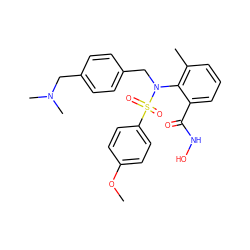 COc1ccc(S(=O)(=O)N(Cc2ccc(CN(C)C)cc2)c2c(C)cccc2C(=O)NO)cc1 ZINC000026751530