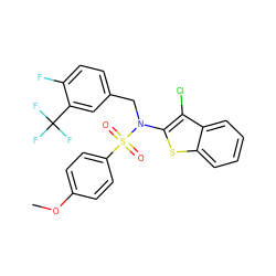 COc1ccc(S(=O)(=O)N(Cc2ccc(F)c(C(F)(F)F)c2)c2sc3ccccc3c2Cl)cc1 ZINC000115232903