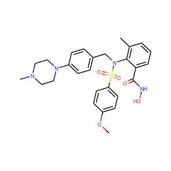 COc1ccc(S(=O)(=O)N(Cc2ccc(N3CCN(C)CC3)cc2)c2c(C)cccc2C(=O)NO)cc1 ZINC000026745086